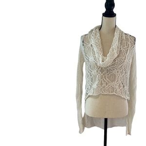 Free People Cowl Neck Crochet Sweater, Size XS